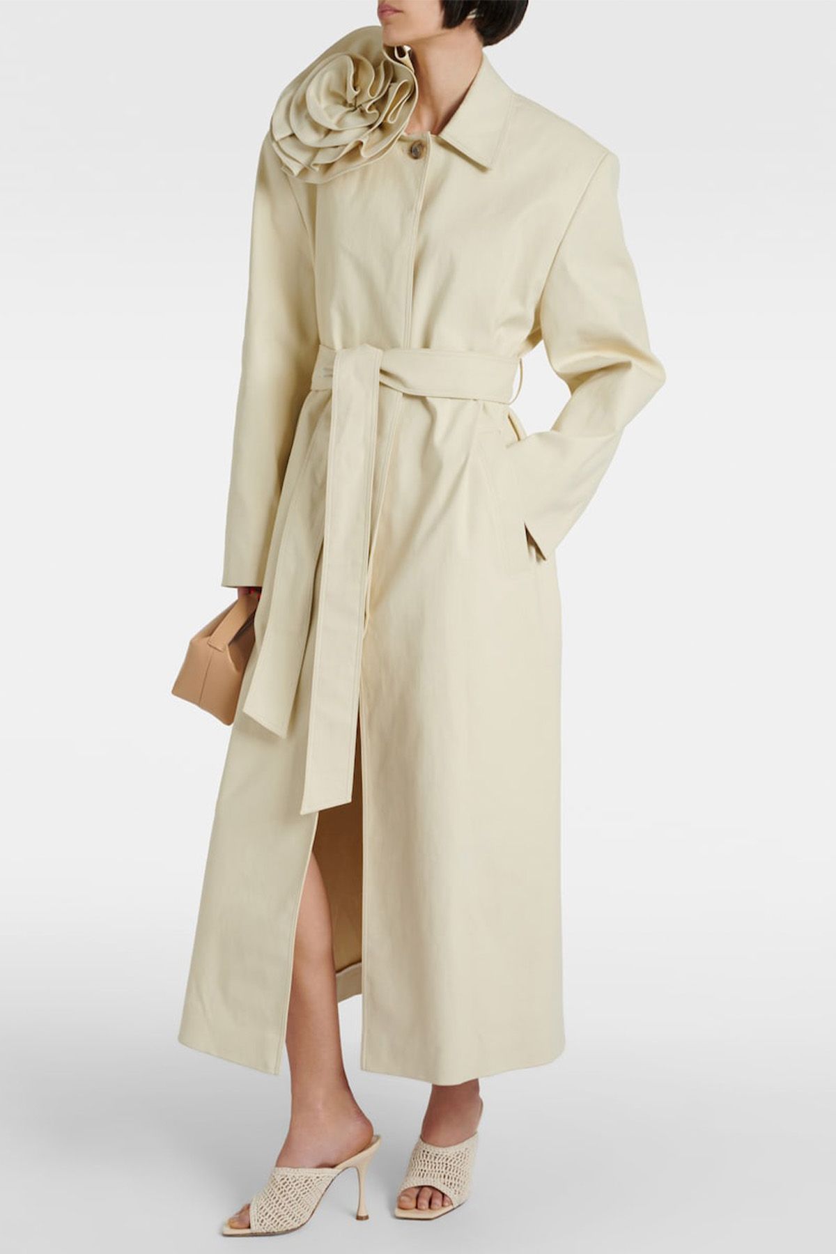 Magda Butrym , Floral-Appliqué Cotton Gabardine Trench Coat
