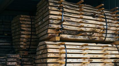 Lumber rack in yard