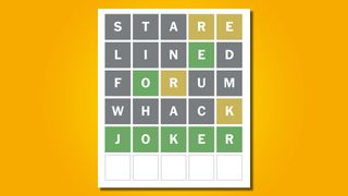 Wordle answer 675 on a yellow background