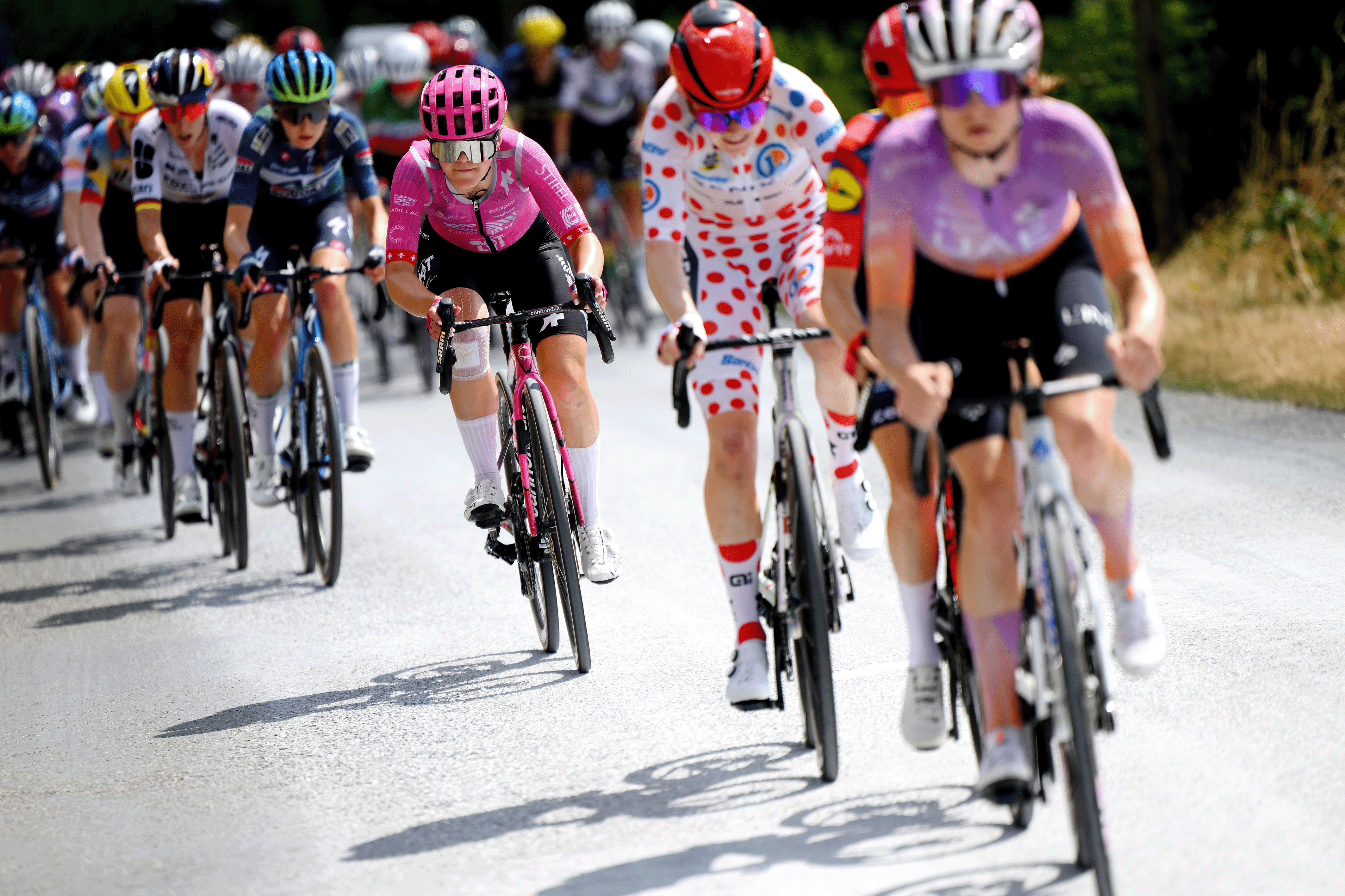 Noemi Ruegg of Switzerland and Team EF Education - Oatly competes during the 5th Tour de France Femmes 2026