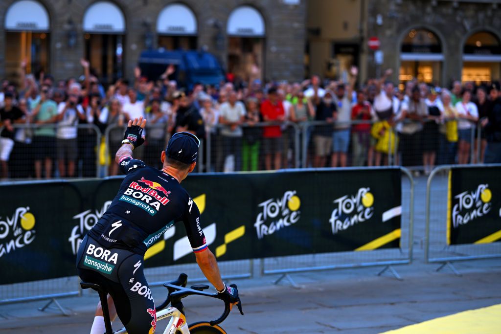 FIRENZE ITALY JUNE 27 Primoz Roglic of Slovenia and Team Red Bull BORA hansgrohe during the 111th Tour de France 2024 Team Presentation UCIWT on June 27 2024 in Firenze Italy Photo by Dario BelingheriGetty Images