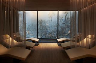 A relaxation area in the world’s first CBD and adaptogenic spa at the Schloss Zermatt