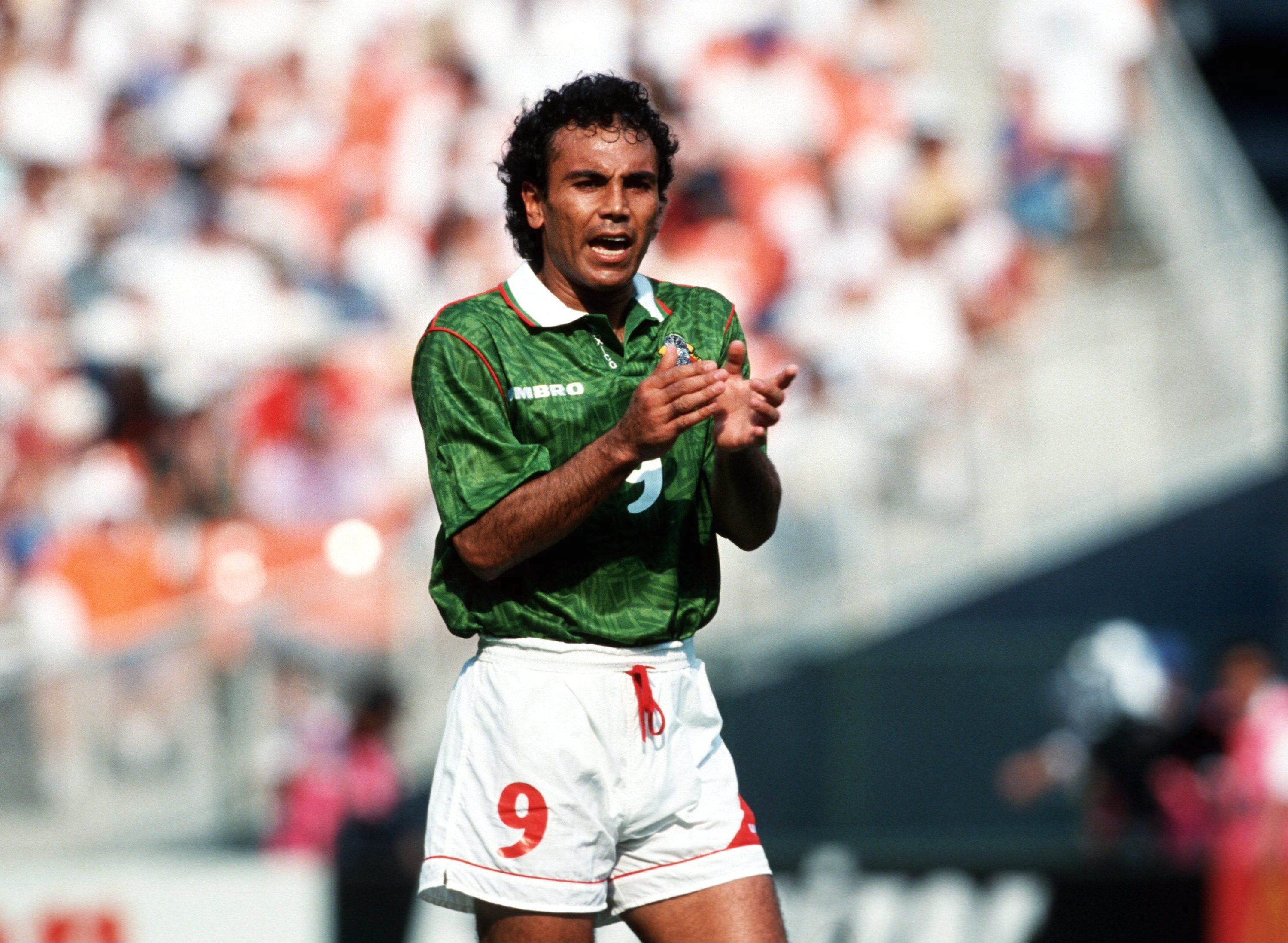 Hugo Sanchez in action for Mexico at the 1994 World Cup.