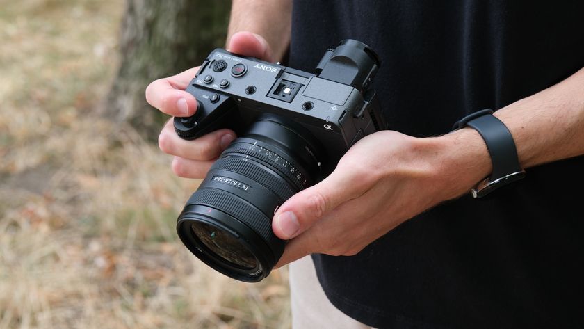 Sony FX2 camera held in a pair of hands