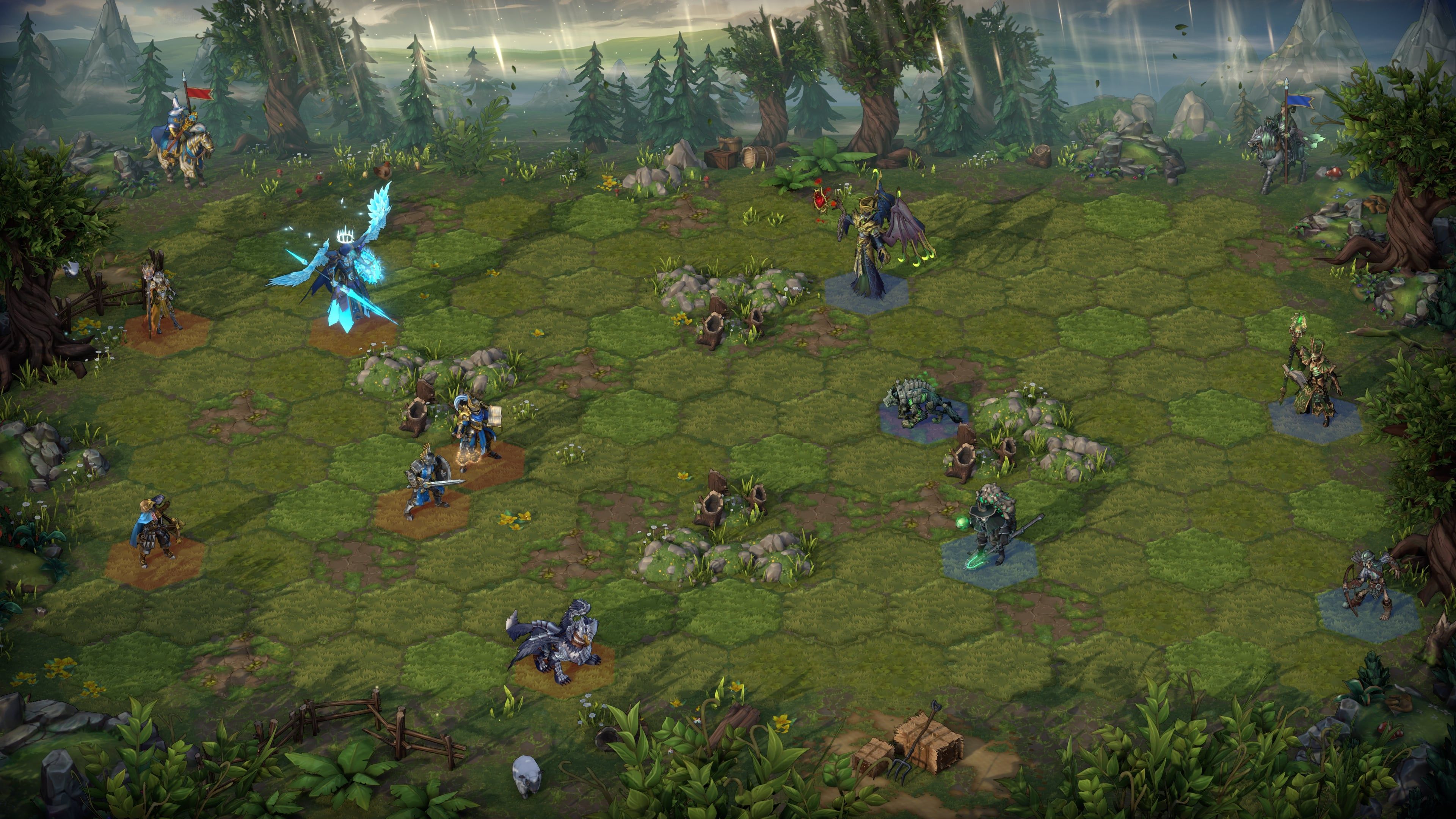 Heroes of Might and Magic: Olden Era big preview screenshots of expanded battlefield with extea hexes added in the demo update