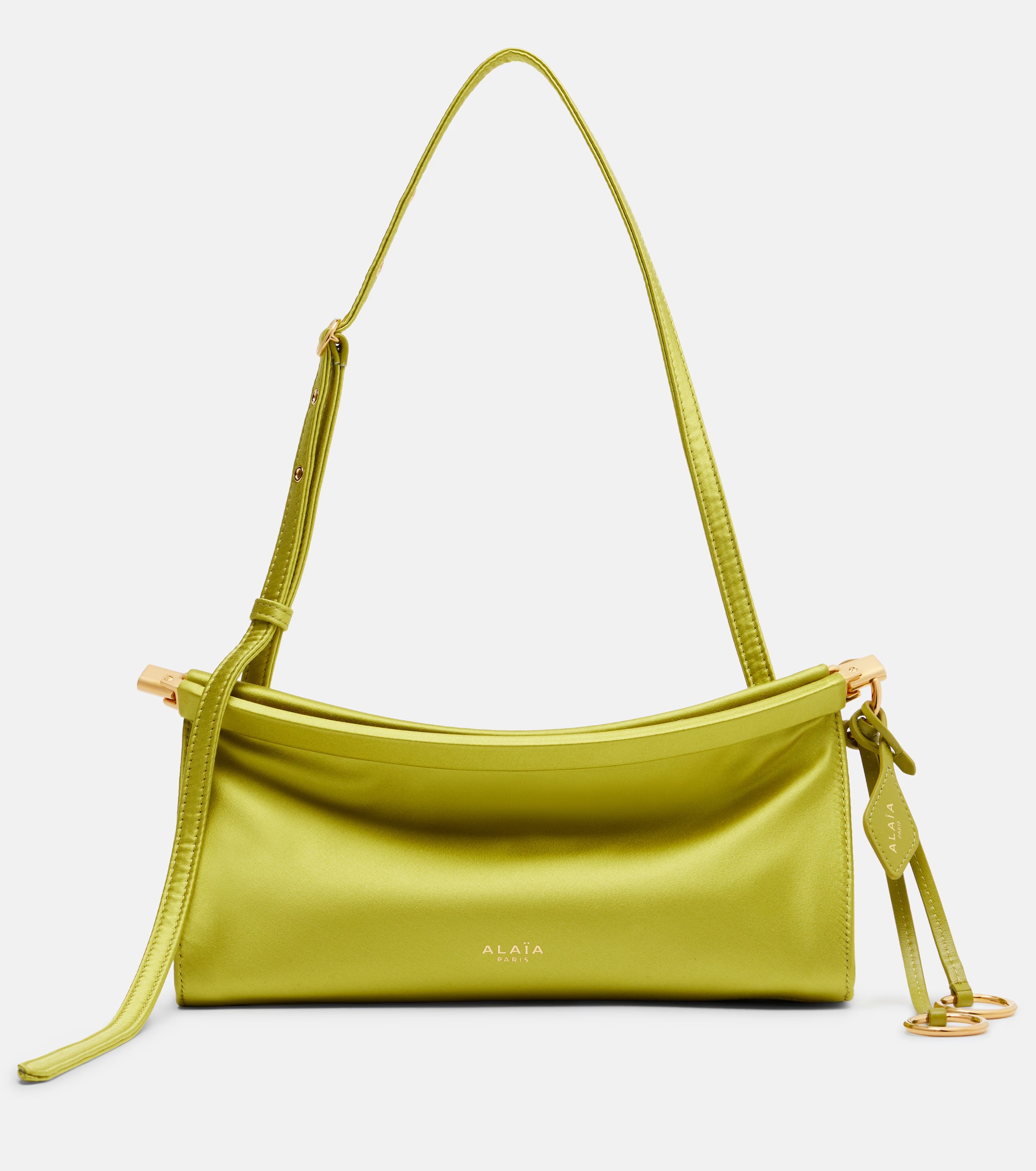 Ala&iuml;a, Le Click East West Small Leather-Trimmed Satin Shoulder Bag