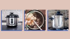a collage image of three instant pots
