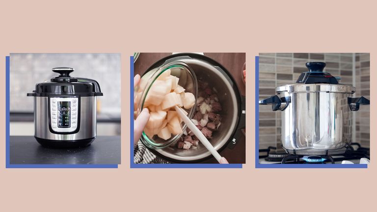 a collage image of three instant pots