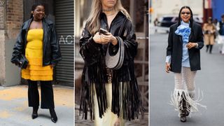 fringe trend 2024 on woman at new york fashion week fall winter 2024