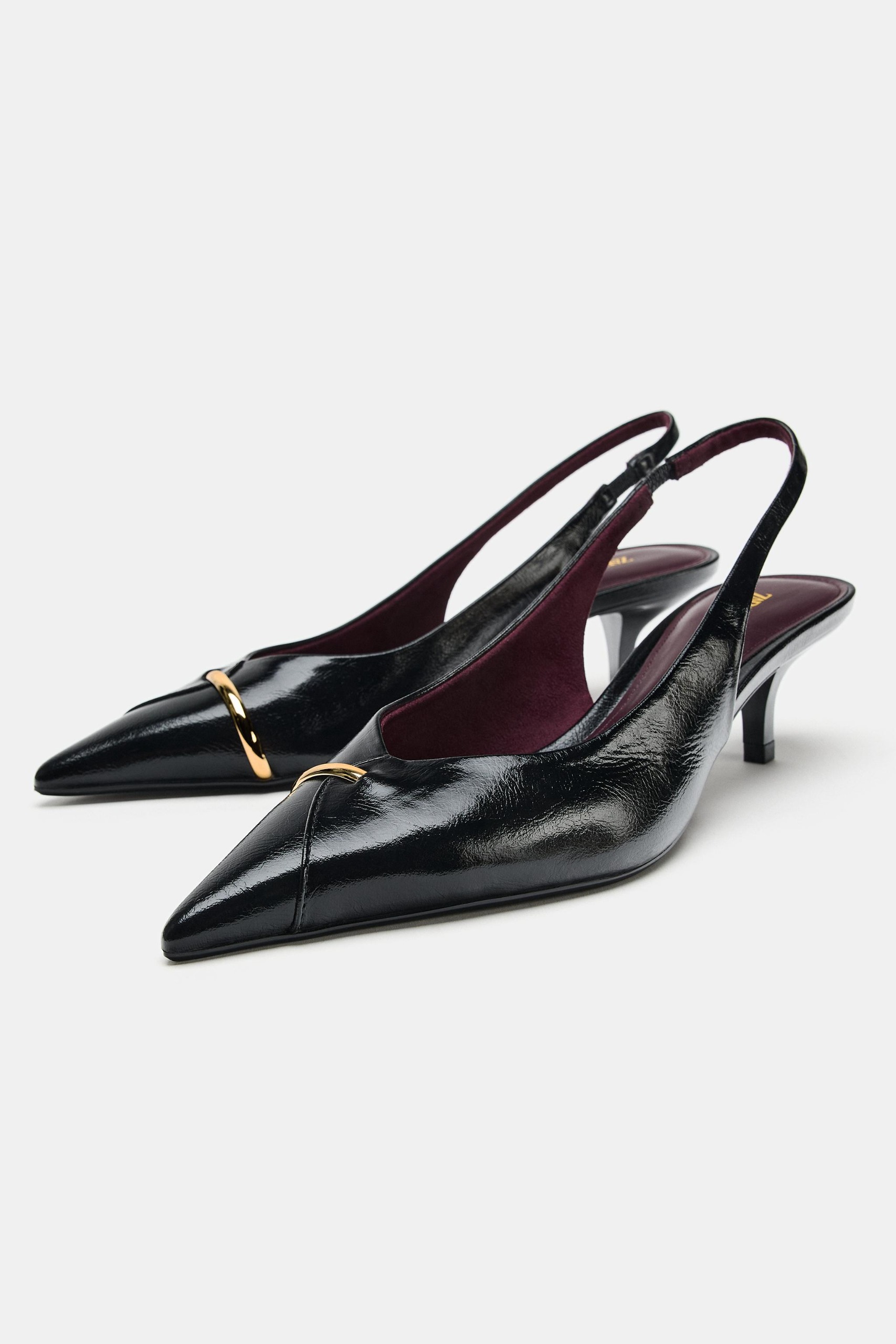 Kitten Heels With Metallic Detail - Black - 5