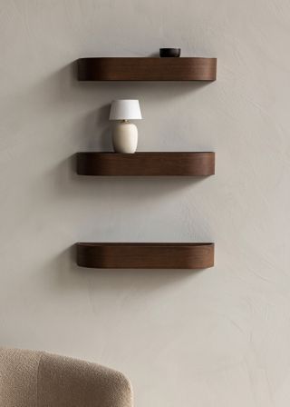 Minimalist Scandi style wood shelves