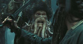 A climactic fight between Davy Jones and Captain Jack.
