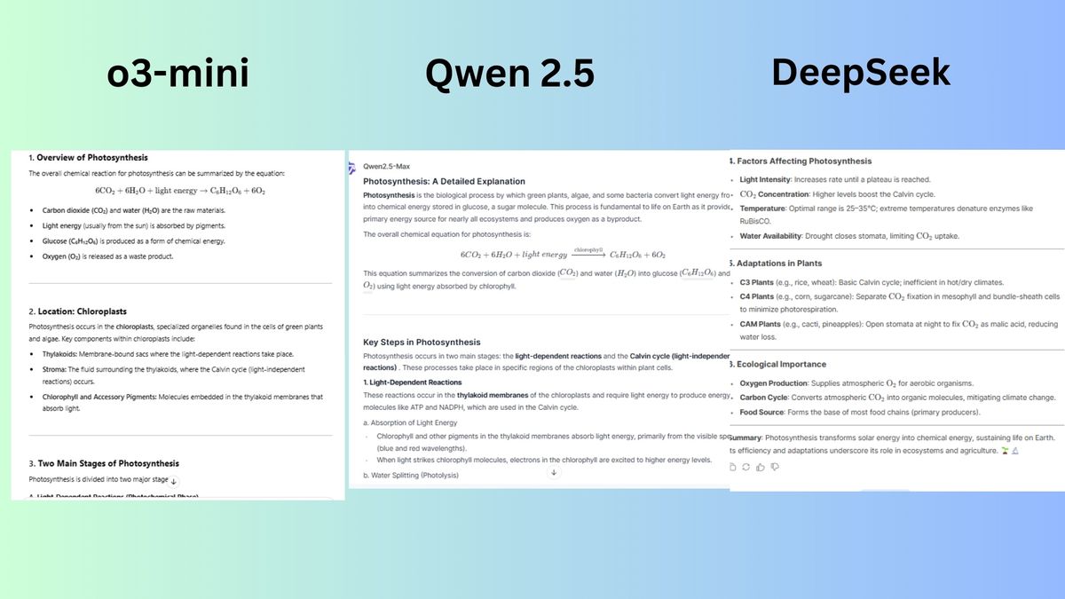 I tested DeepSeek R1 vs Qwen 2.5 vs ChatGPT o3-mini with 7 prompts ...
