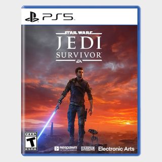 Star Wars Jedi: Survivor PS5 case on a plain background