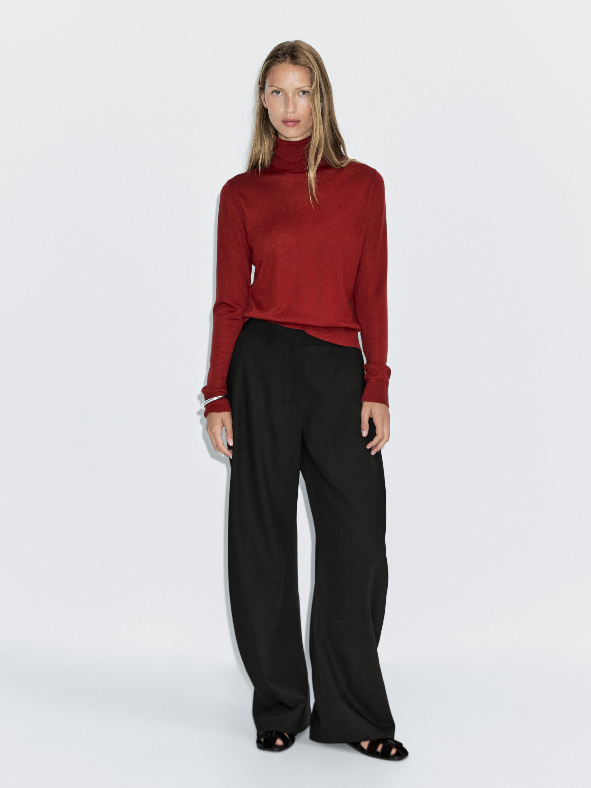 Wool Blend Wide-Leg Trousers