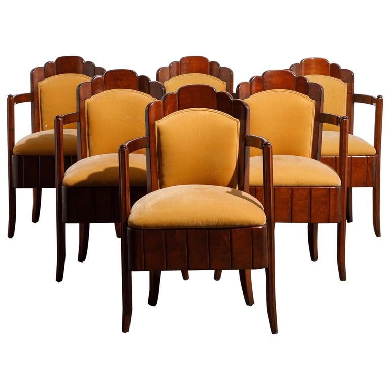 Important Pierre Patout Mahogany Dining Chairs From S.s. Île De France, C. 1927
