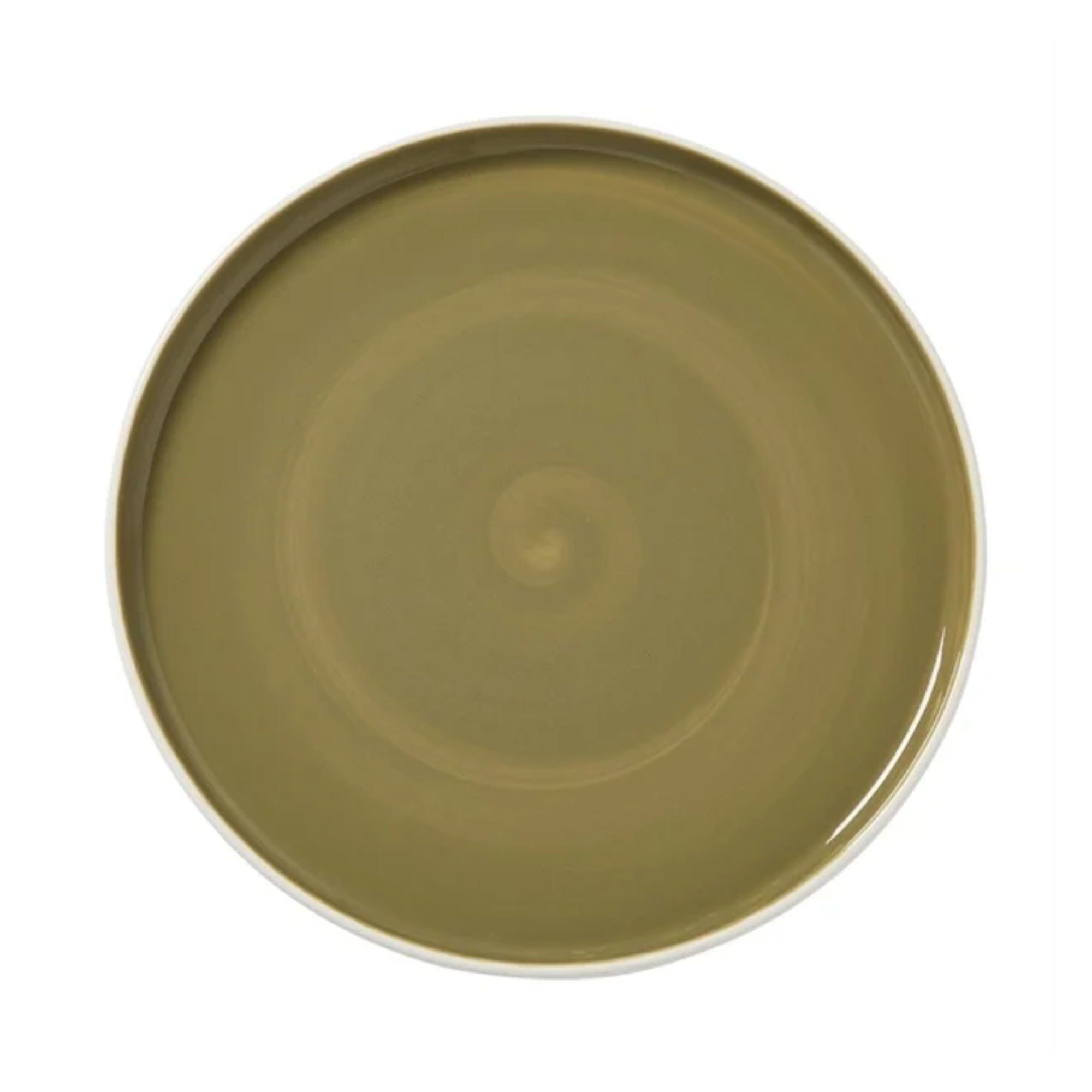 a dinner plate in an olive green color