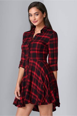 red and black flannel dress