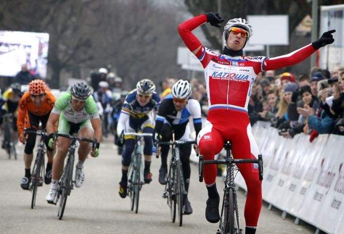 Oh yeah! Rudiger Selig (Katusha) takes the win