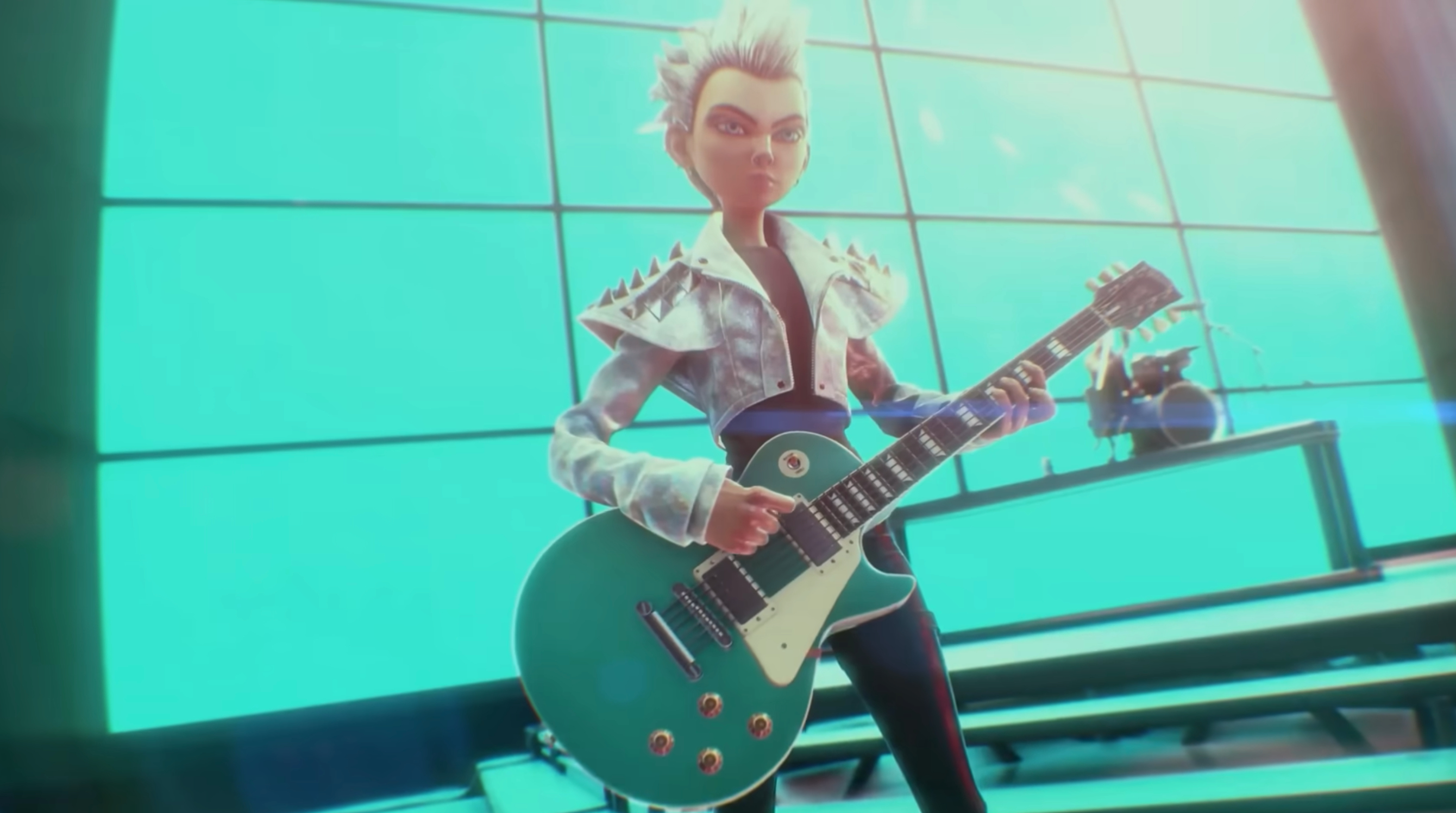 A CGI guitarist on stage