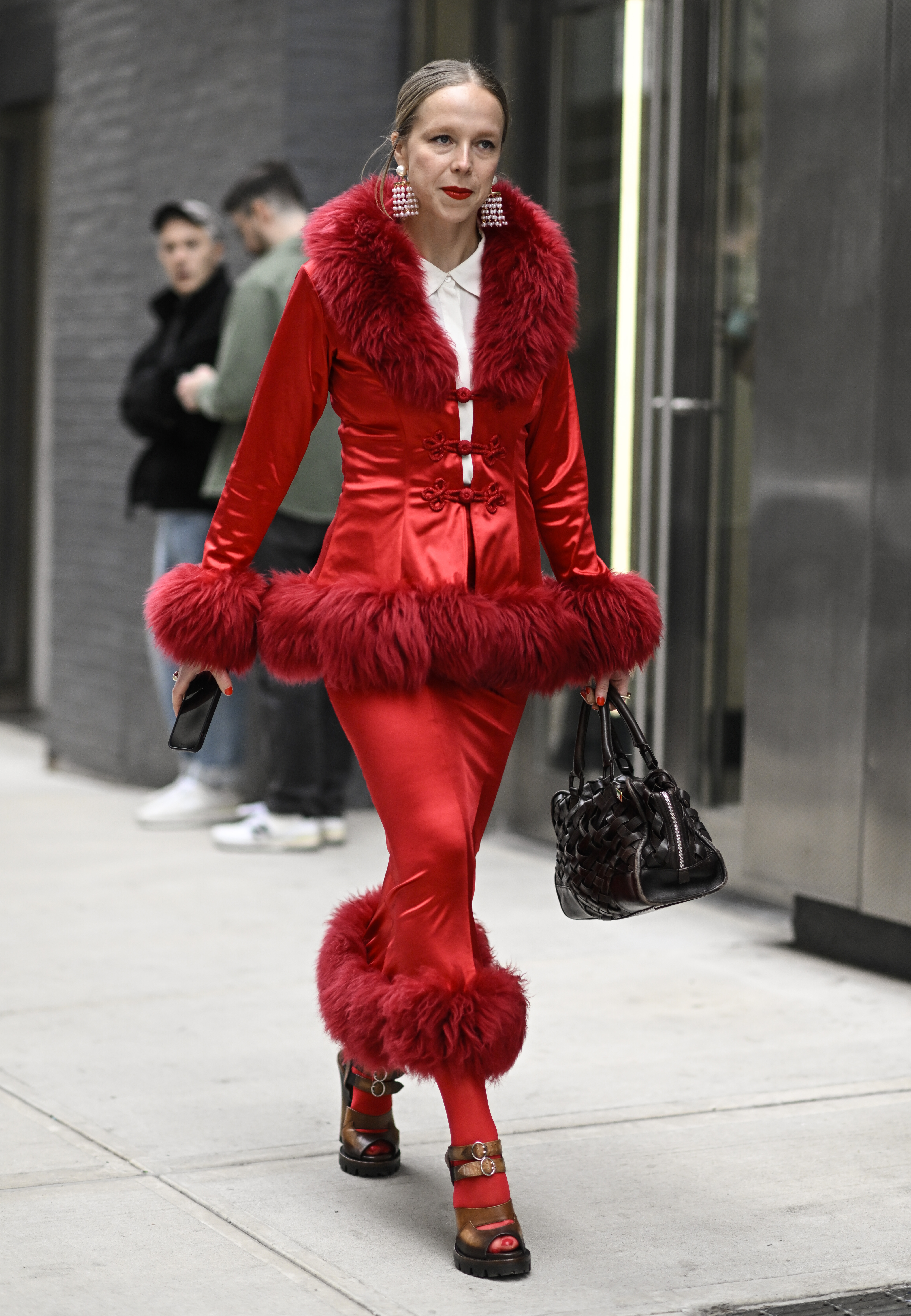 Red tights street style