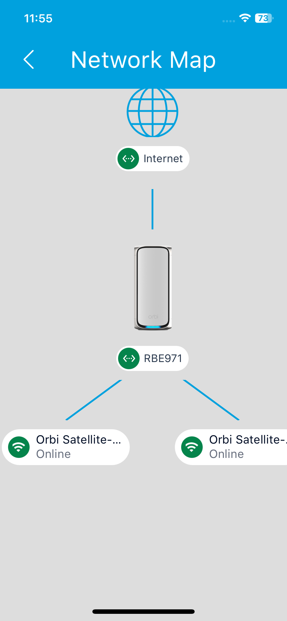 Netgear Orbi 970 网状 Wi-Fi 系统软件界面。