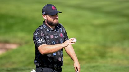 Tyrrell Hatton of England acknowledges the crowd after a birdie on the ninth green during Day Two of the Betfred British Masters hosted by Sir Nick Faldo at The Belfry on August 30, 2024 in Sutton Coldfield, England.