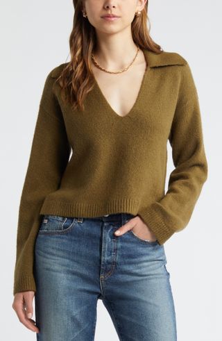 Johnny collar boxy crop sweater