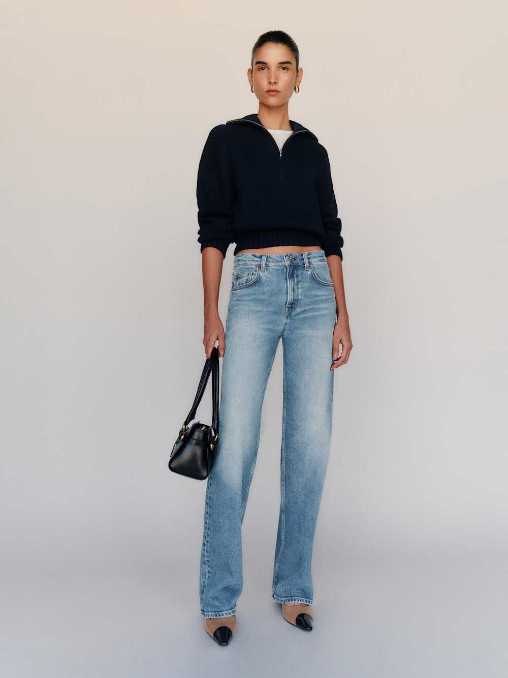 Miles Stretch Mid Rise Straight Leg Jeans