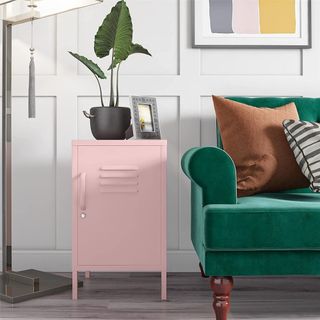 Pink metal cabinet end table from Amazon