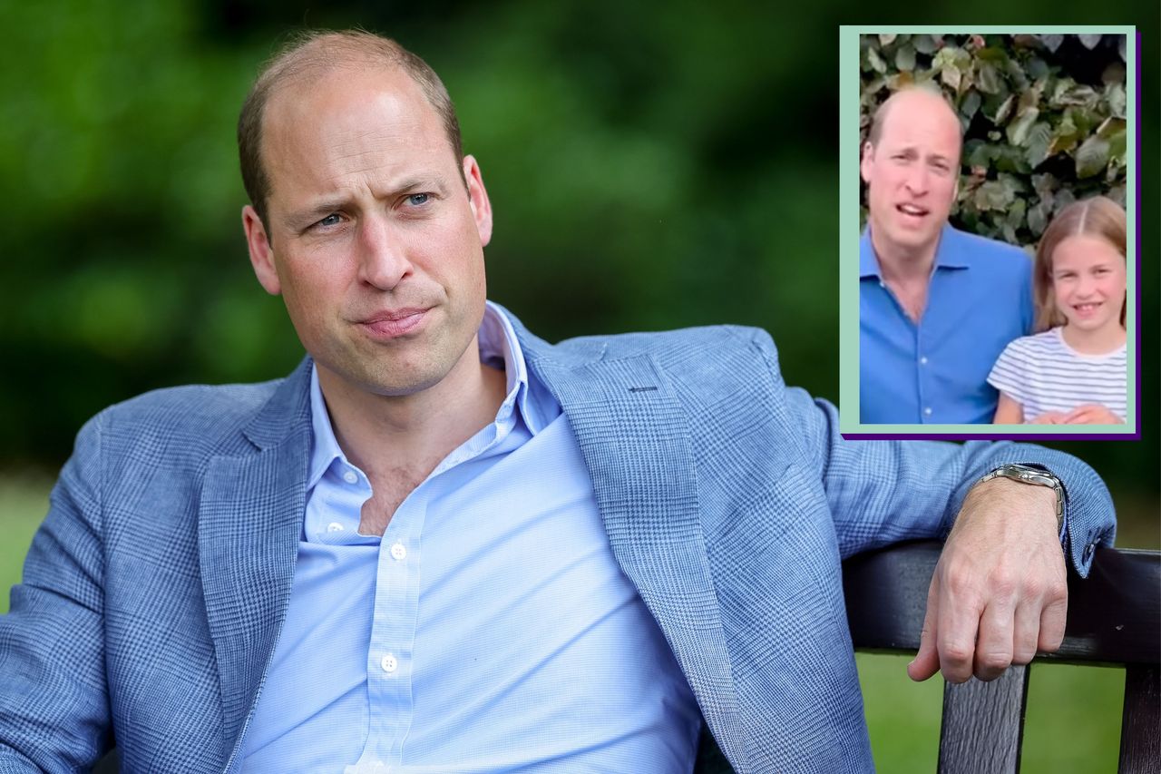 Prince William sat on a bench main image and drop in of Prince William and Princess Charlotte&#039;s video message to Lionesses