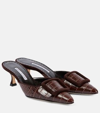 Maysalebi 50 Croc-Effect Leather Mules