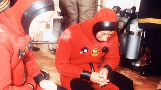 King Charles in a diving suit in Canada in 1975