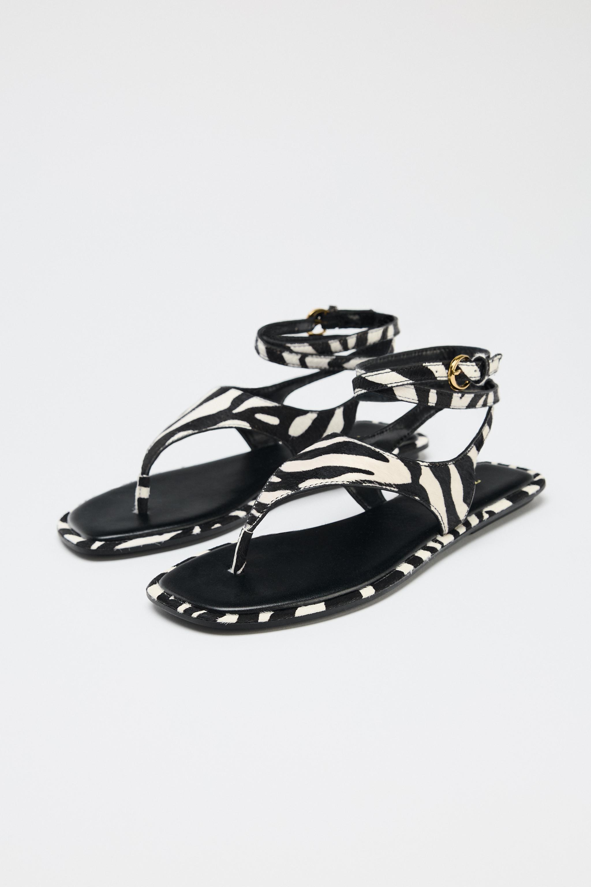 Animal Print Faux Fur Flat Sandals