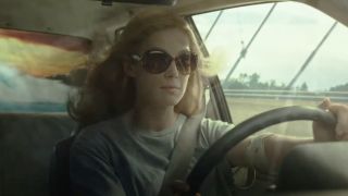 Rosamund Pike as Amy Dunne driving in Gone Girl