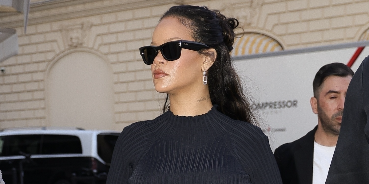 Rihanna makes a stylish outing on the Croisette in Cannes to visit the Messika boutique.