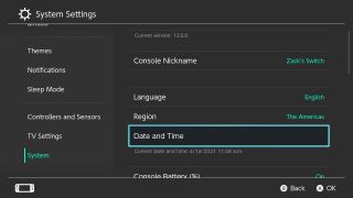 How to change the date and time on your Nintendo Switch step 3 Select Date and Time