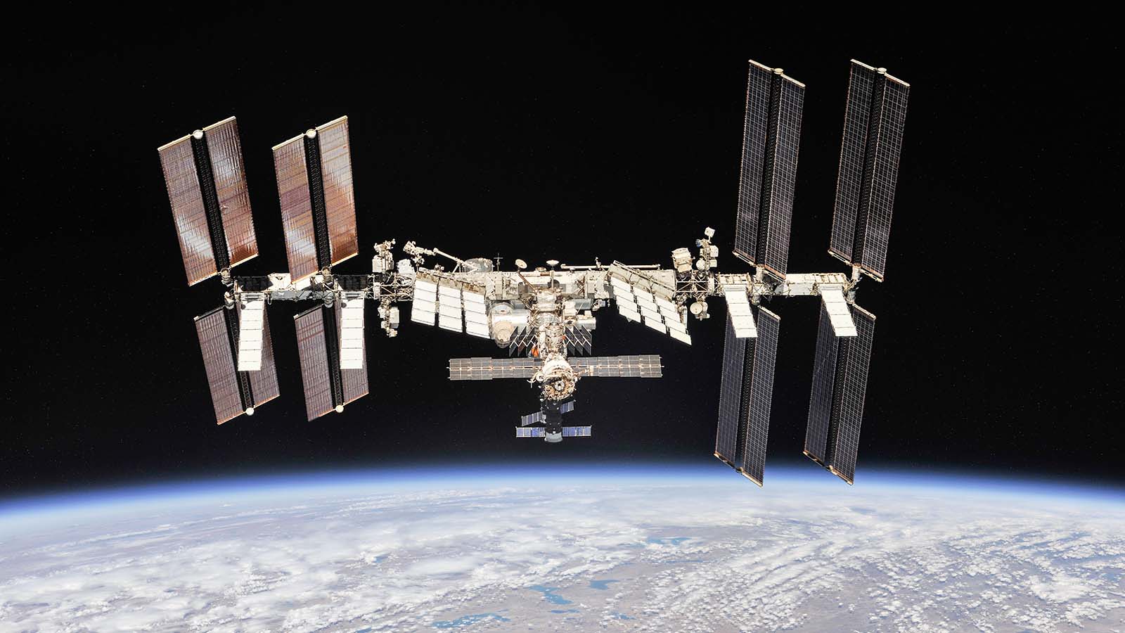 The International Space Station in orbit around Earth