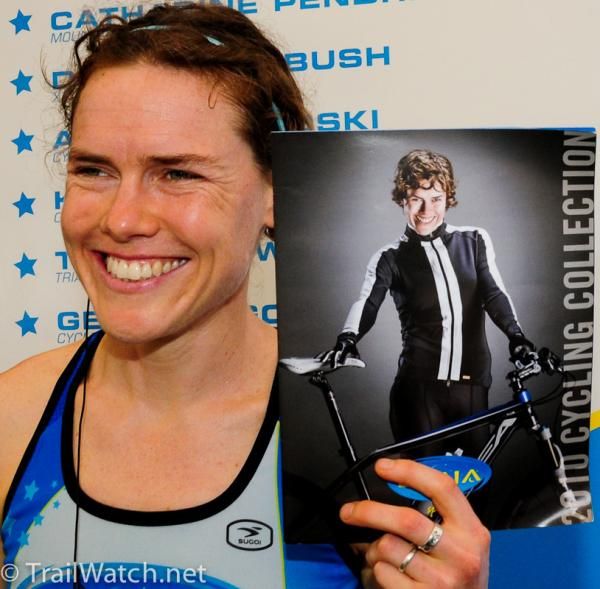 Georgia Gould (Luna Pro Team) poses with one of her fashion model shots