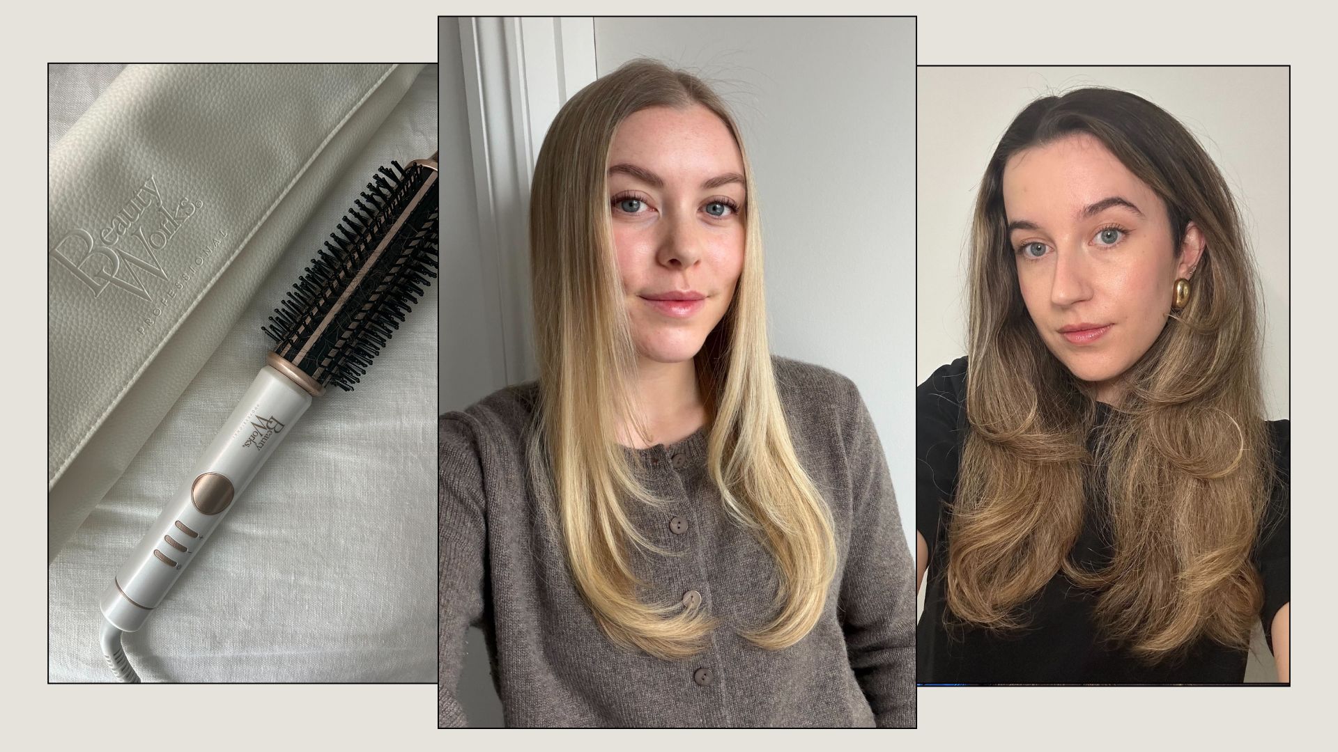 A collage of the Who What Wear UK team testing thermal brushes