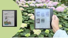 BOOX Go Colour Gen 2 eReader cutout next to the BOOX in hand