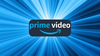 Prime Video logo on blue striped background