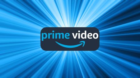 Prime Video logo on blue striped background