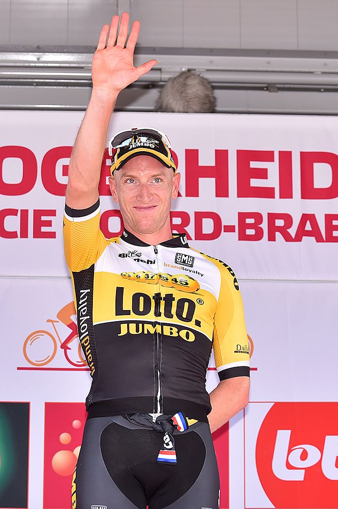 Jos van Emden (LottoNL-Jumbo) on the podium as the stage 4 winner