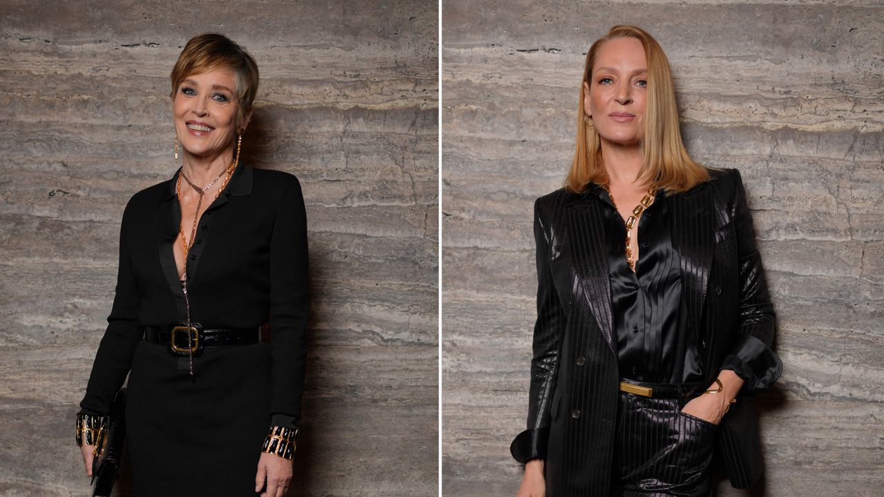 Sharon Stone and Uma Thurman at Fashion Week 