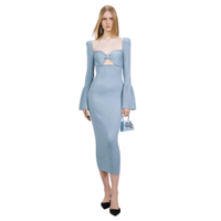 Light Blue Lurex Knit Midi Dress, £370 | Self-Portrait