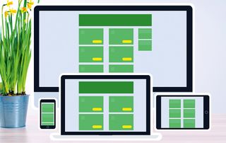 Screens of different dimensions showing a web app mockup scaling