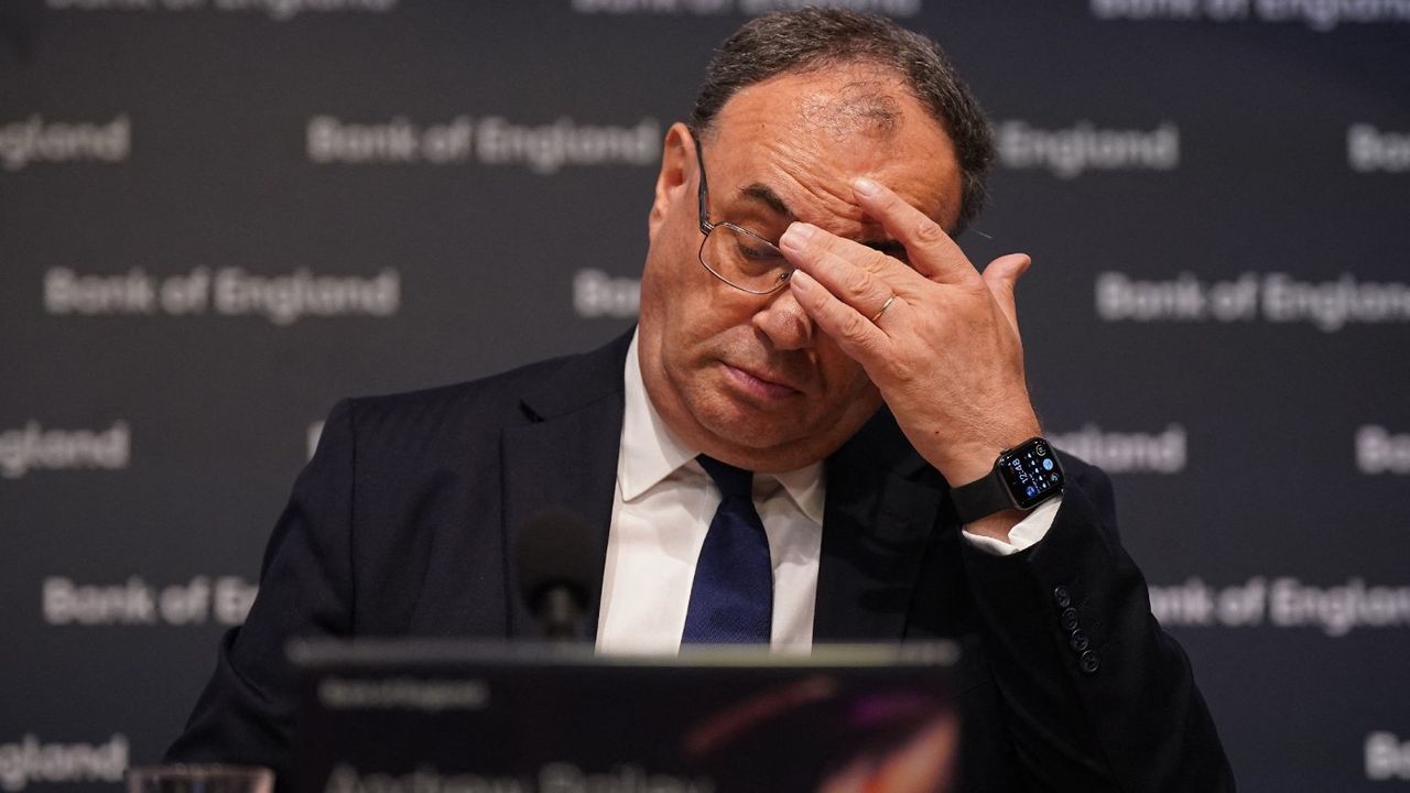 Governor of the Bank of England Andrew Bailey faces the media on 4 August 2022