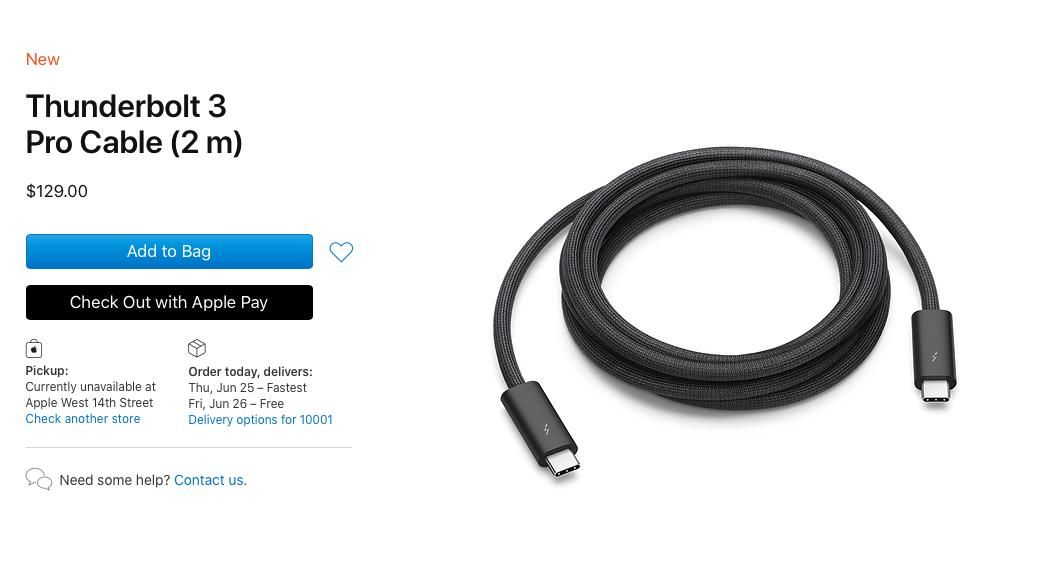 Apple Thunderbolt 3 Pro Cable