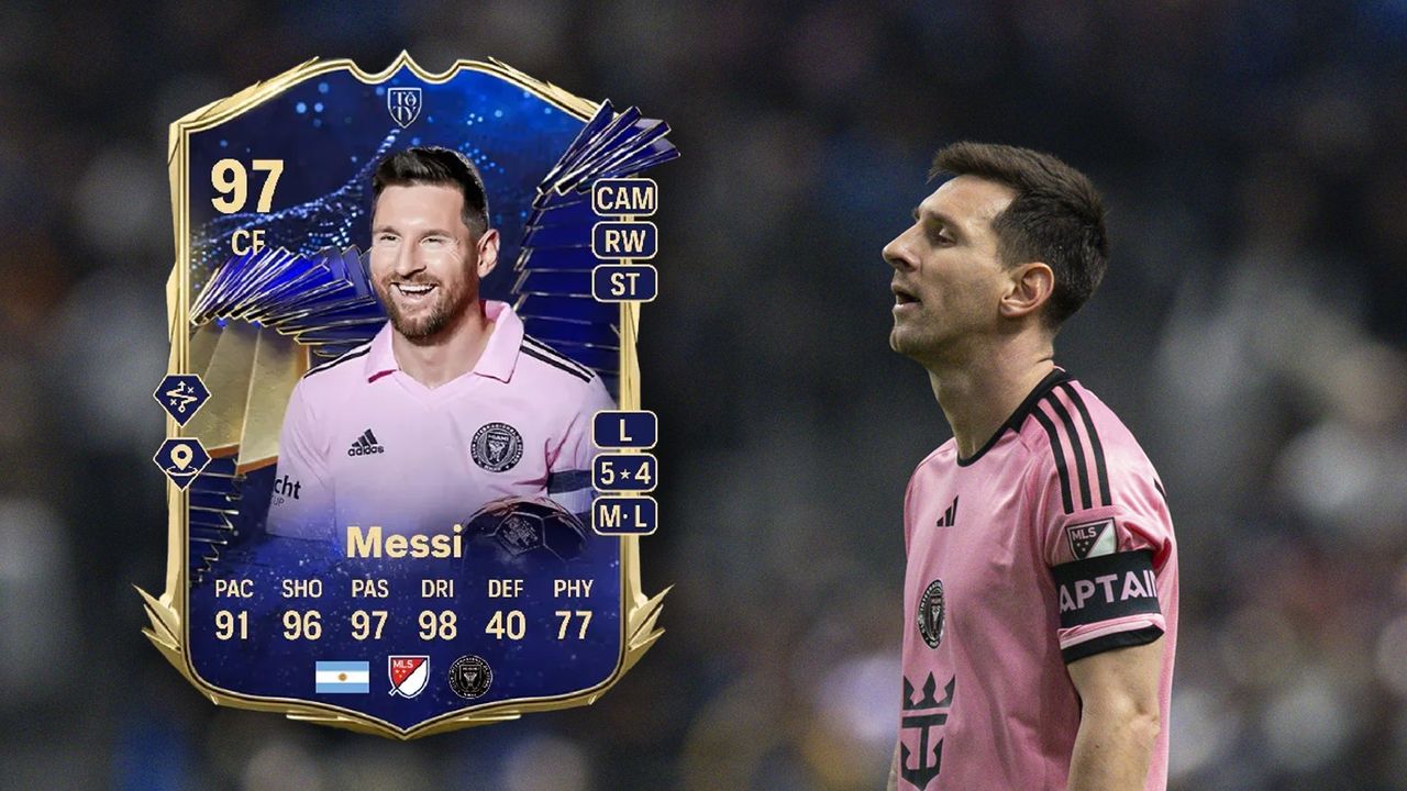 Lionel Messi with his EA Sports FC 24 TOTY card